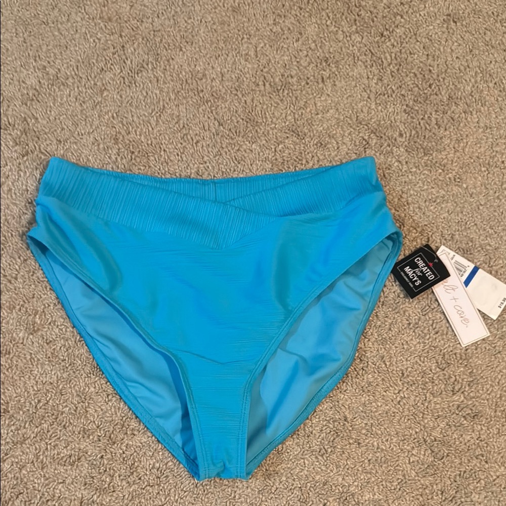 Salt & Cove Blue High-Waisted Swim Bottoms, Size XL
